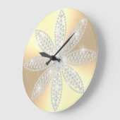 Modern Gold Elegante Funkelnd Diamant Blume Große Wanduhr (Winkel)