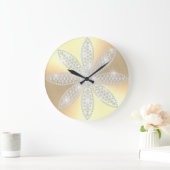 Modern Gold Elegante Funkelnd Diamant Blume Große Wanduhr (Zuhause)