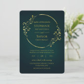 Modern Gold Eucalyptus Green Wedding Einladung (Stehend Vorderseite)