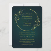 Modern Gold Eucalyptus Green Wedding Einladung (Vorderseite)