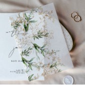 Modern Gold Eukalyptus Greenery Sage Overlay Pergament Einladungen