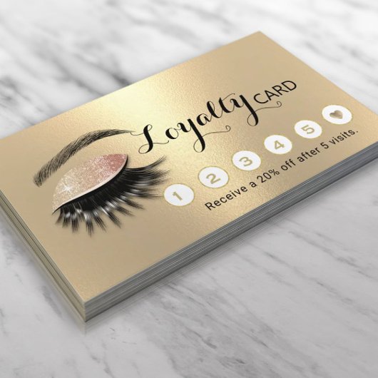 Modern Gold Eyelash Salon Makeup Artist Loyalität Treuekarte
