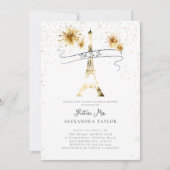 Modern Gold Fireworks Eiffel Paris Brautparty Einladung (Vorderseite)