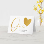 Modern Gold First Birthday One Heart Karte (Gelbe Blume)