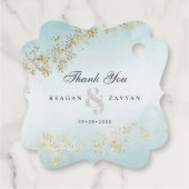 Modern Gold Fleck Aquamarine Mist Wedding Vielen D Geschenkanhänger (Rückseite)