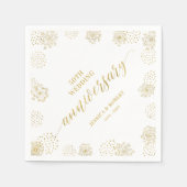 Modern Gold Floral 50 Jahre Hochzeitsszenario Part Serviette (Vorderseite)