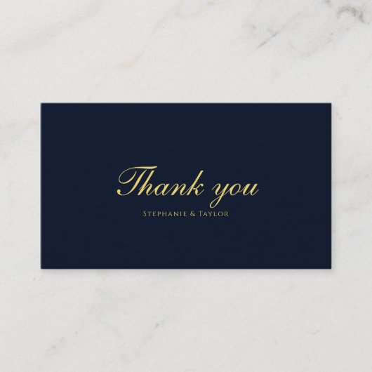 Modern Gold Floral Blue Wedding Danke Karte (Vorderseite)