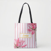 Modern Gold Floral Pink Lotus Bjerba Tasche (Vorderseite)