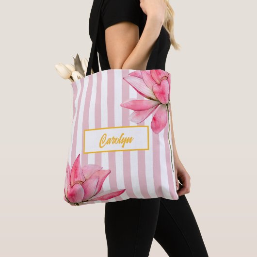 Modern Gold Floral Pink Lotus Bjerba Tasche (Von Nahem)