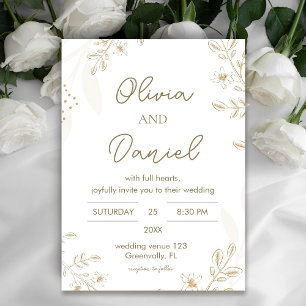 Modern Gold Floral Wedding Einladung