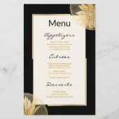 Modern Gold Floral Wedding Menü Dusty Blue (Vorderseite)