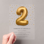 Modern Gold Foil Balloon 2. Geburtstag Acryleinladungen (Insitu (Handheld))