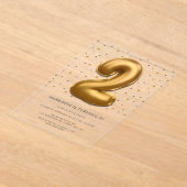 Modern Gold Foil Balloon 2. Geburtstag Acryleinladungen (Ablage )