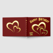 Modern Gold Foil Birthday on Maroon Rec Monogram | Gästebuch (Voll)