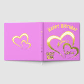 Modern Gold Foil Birthday on Pink - Monogram | Gästebuch (Voll)