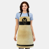 Modern Gold Foil Black Trendy Aprom Monogram Text Schürze (Getragen)