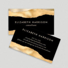 Modern Gold Foil Black Visitenkarte