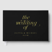 Modern Gold Foil Black Wedding Gästebuch (Vorderseite)