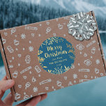 Modern Gold Foil Foliage Christmas Runder Aufkleber<br><div class="desc">These fun and festive stickers are perfect for sending out holiday cheer this Christmas. The wording is easy to personalise and the background is available in a range of different colors.</div>