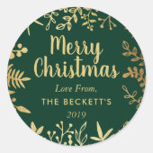 Modern Gold Foil Folies Weihnachten Runder Aufkleber (Vorderseite)