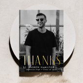 Modern Gold Foil Foto Abschluss Danke Karte