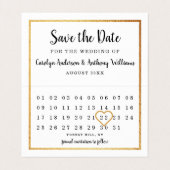 Modern Gold Foil Foto Kalender Save the Date Karte (Innenseite Aufgefaltet)