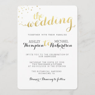 Modern Gold Foil Glamour Hochzeit Einladung