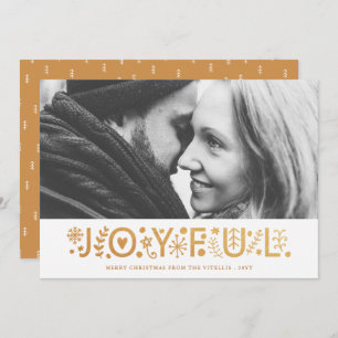 Modern Gold Foil Joyful Christmas Foto White Feiertagskarte