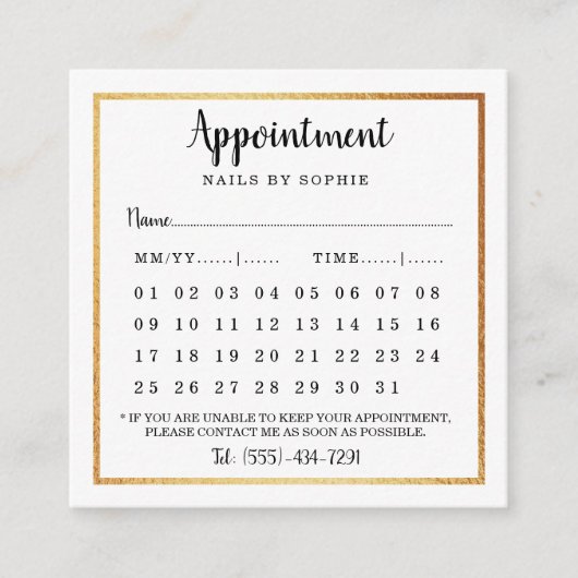 Modern Gold Foil Kalender Termine Karten (Vorderseite)