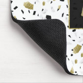 Modern Gold Foil Marble Terrazzo Muster Monogram Mousepad (Ecke)