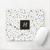 Modern Gold Foil Marble Terrazzo Muster Monogram Mousepad (Mit Mouse)