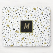 Modern Gold Foil Marble Terrazzo Muster Monogram Mousepad (Vorne)