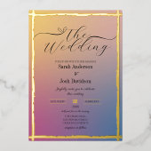 Modern Gold Foil Ombre Wedding Foto Einladung (Vorderseite)
