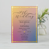 Modern Gold Foil Ombre Wedding Foto Einladung (Stehend vorne)