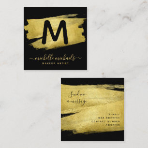 Modern Gold Foil Paint Makeup Salon Black Quadratische Visitenkarte