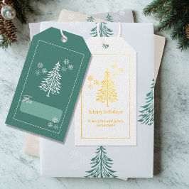 Modern Gold Foil Pine Holiday Foil Gift Tags Geschenkanhänger