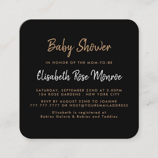 Modern Gold Foil & Script Baby Shooting Ticket (Vorderseite)