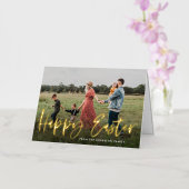 Modern Gold Foil Script Foto Happy Oaster Card (Orchidee)