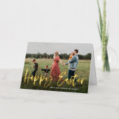 Modern Gold Foil Script Foto Happy Oaster Card (Vorderseite)