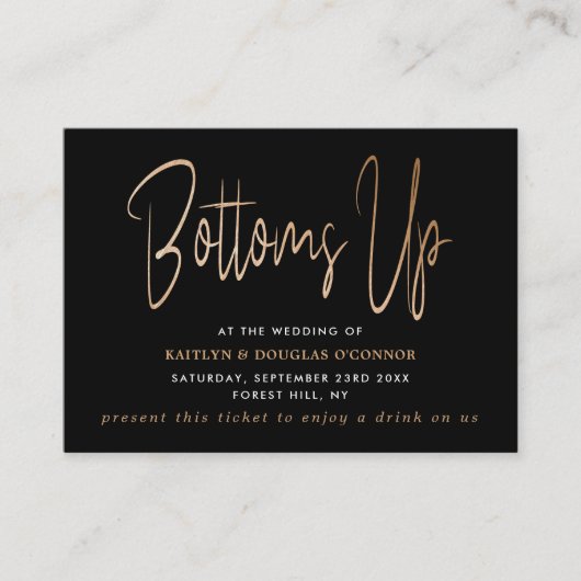 Modern Gold Foil Script Gratis Drink Ticket Begleitkarte (Vorderseite)