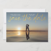 Modern Gold Foil Script QR Code Save the Date Einladung (Vorderseite)