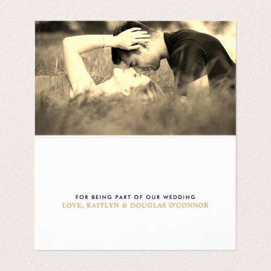 Modern Gold Foil Script Wedding Dankeschön Card Visitenkarten (Innenseite Aufgefaltet)