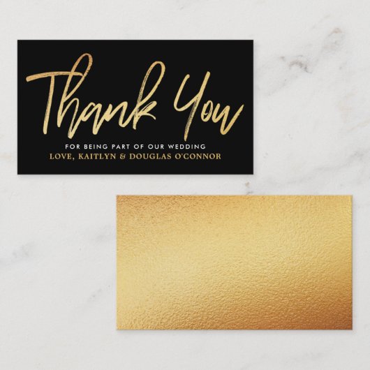 Modern Gold Foil Script Wedding Vielen Dank Begleitkarte (Vorne/Hinten)