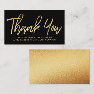 Modern Gold Foil Script Wedding Vielen Dank Begleitkarte
