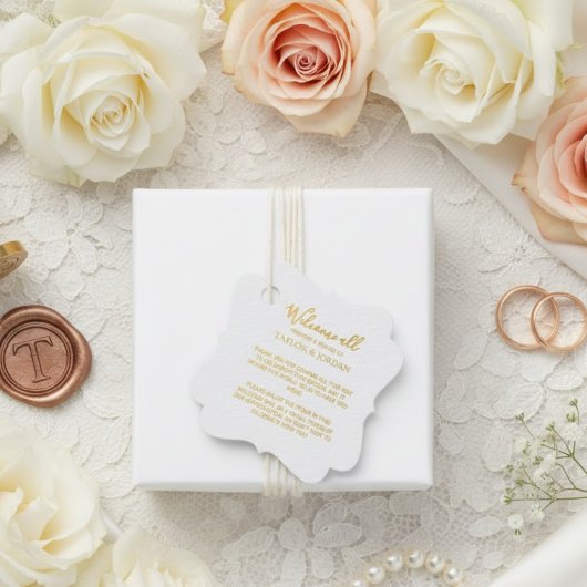 Modern Gold Foil Wedding | Elegant Minimalist Geschenkanhänger