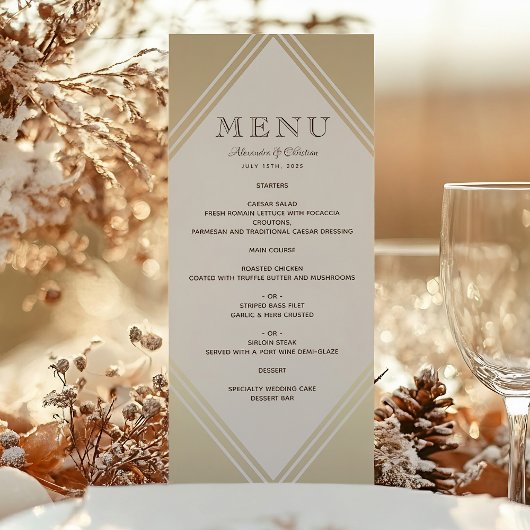 Modern Gold Foil Wedding Menu Menükarte
