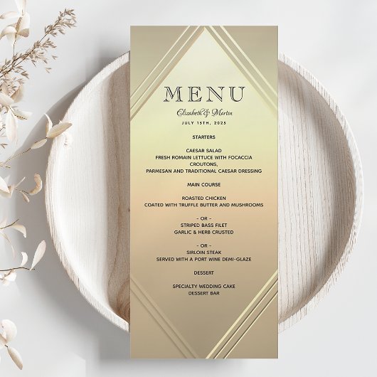Modern Gold Foil Wedding Menu Menükarte