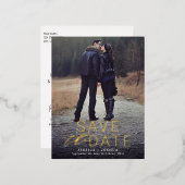 Modern Gold Folay Overlay Vollständiges Foto Save  Folie Einladungspostkarte (Vorderseite/Rückseite)