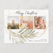 Modern Gold Foliage 3 FotoCollage Weihnachten Postkarte (Vorderseite)