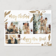 Modern Gold Foliage 4 FotoCollage Weihnachten